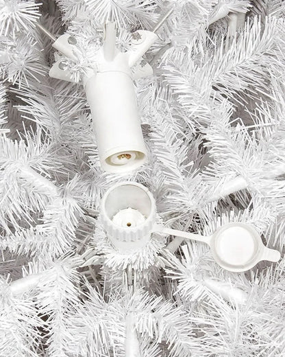 Árvore de Natal Branca Classic com Galhos Articulados, Suporte Metálico e Micro LEDs Embutidos